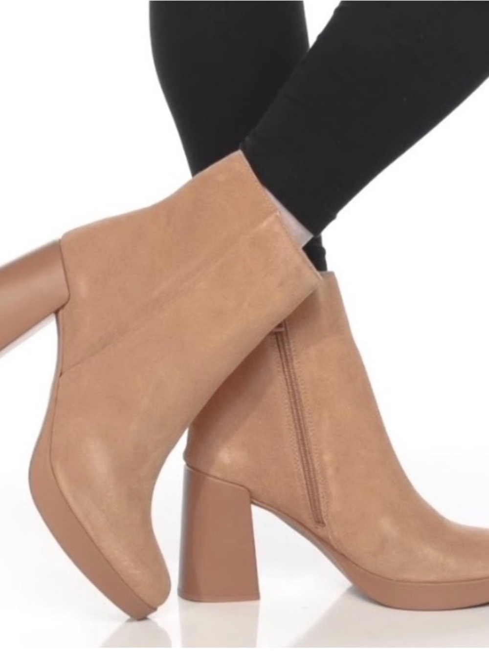 Naturalizer Tan Platform Block Heel Ankle Boots